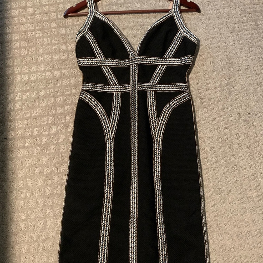 Herve Leger navy blue bandage dress